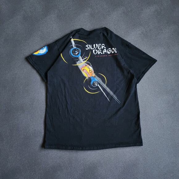 Y2K Silver Dragon Airplane 552nd Bomb Squadron Black Shirt Large - Picture 1 of 7